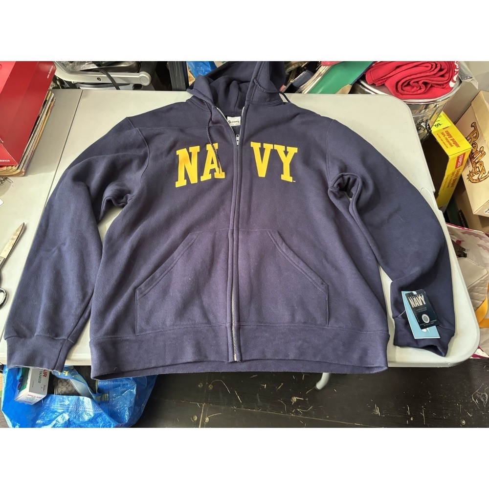 Men's Blue Soffee Navy Zip Up Hooded‎ Sweatshirt Size XL NWT